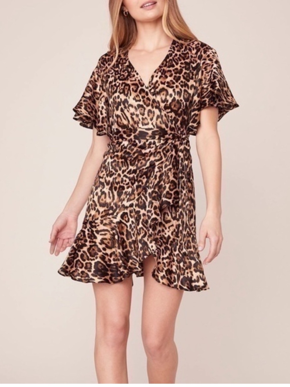 BB Dakota Leopard Print Wrap Dress - Tan & Black
